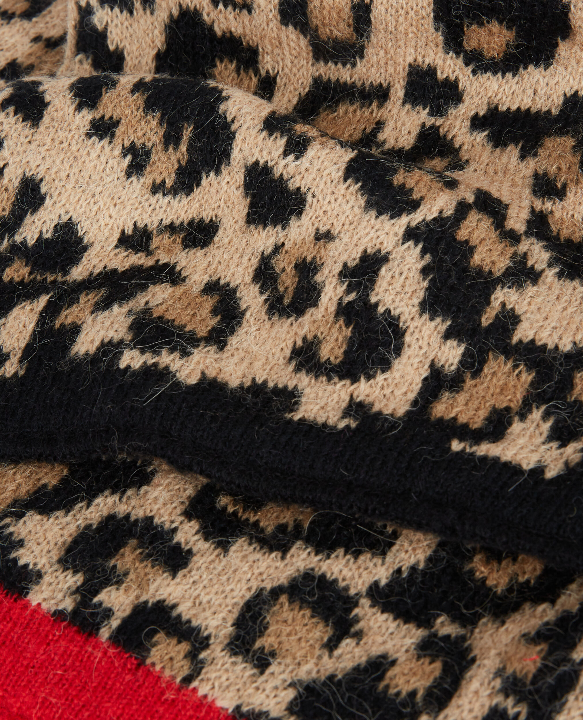 Leopard print wool scarf, LEOPARD, hi-res image number null