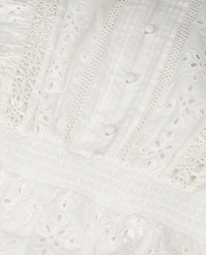 The Kooples FEMME WHITE robe courte en broderie anglaise blanche