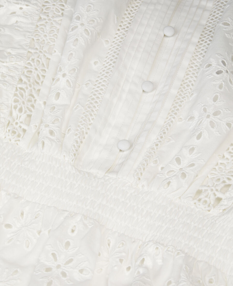 The Kooples DAMEN WHITE kurzes, wei&szlig;es kleid mit englischer stickerei