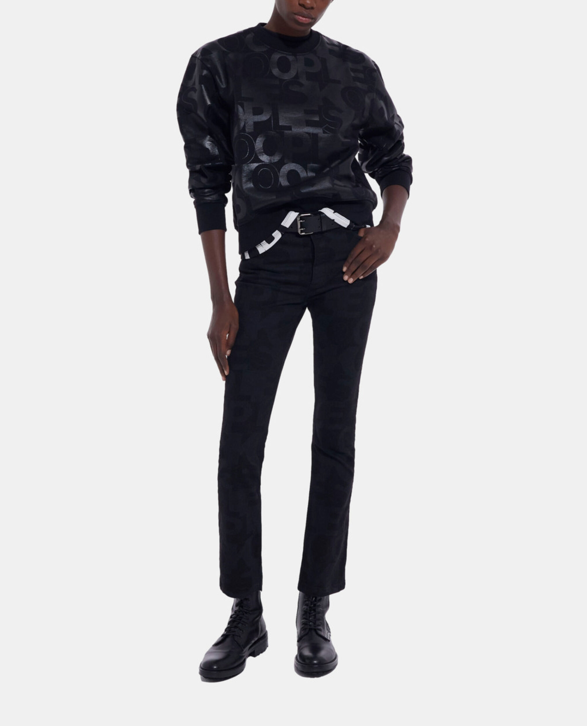Schwarzes Sweatshirt mit The Kooples Logo, BLACK, hi-res image number null