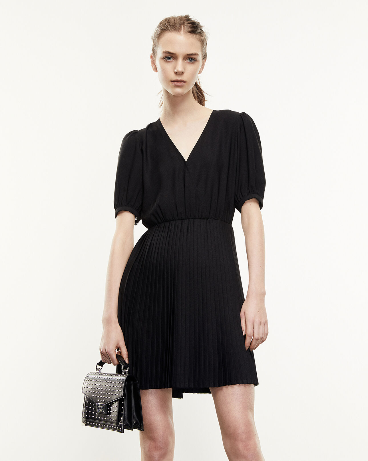 The Kooples FEMME BLACK robe noir manches courtes