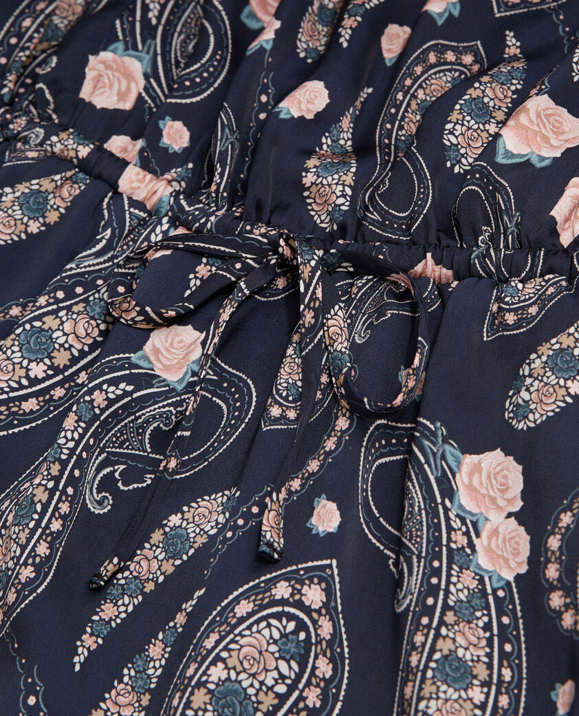 The Kooples FEMME BLACK / PINK robe courte imprimée avec volants