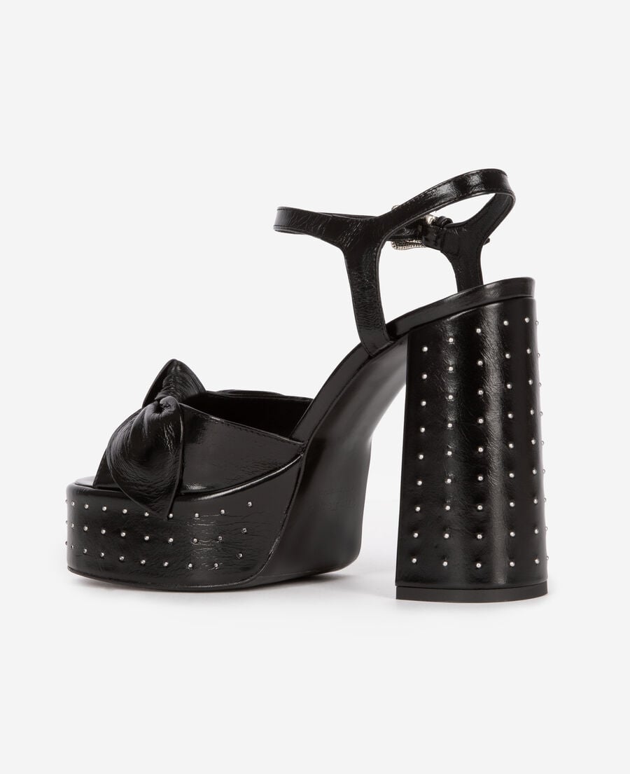 The Kooples DAMEN BLACK schwarze sandalen aus leder mit absatz