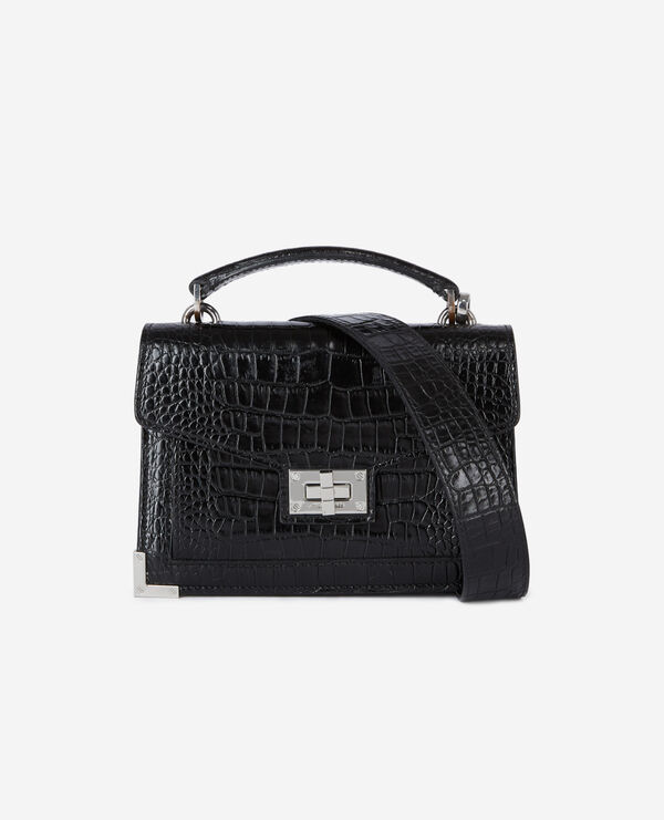 sac emily small en cuir noir effet crocodile