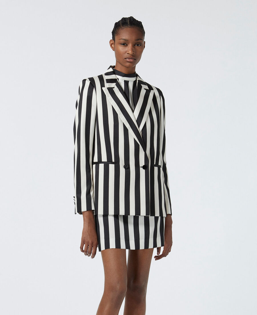 satin jacket with black stripes