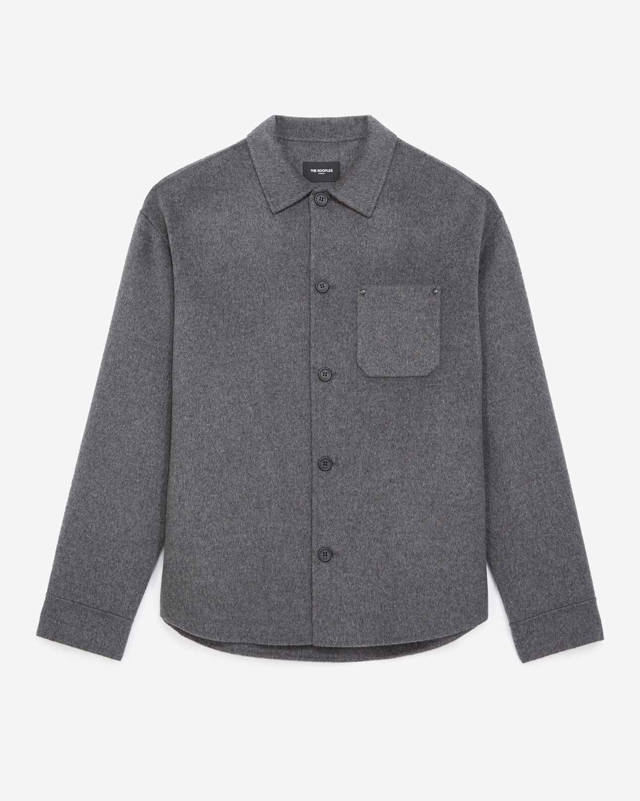 The Kooples HERREN GREY wollhemd grau meliert klassischer kragen