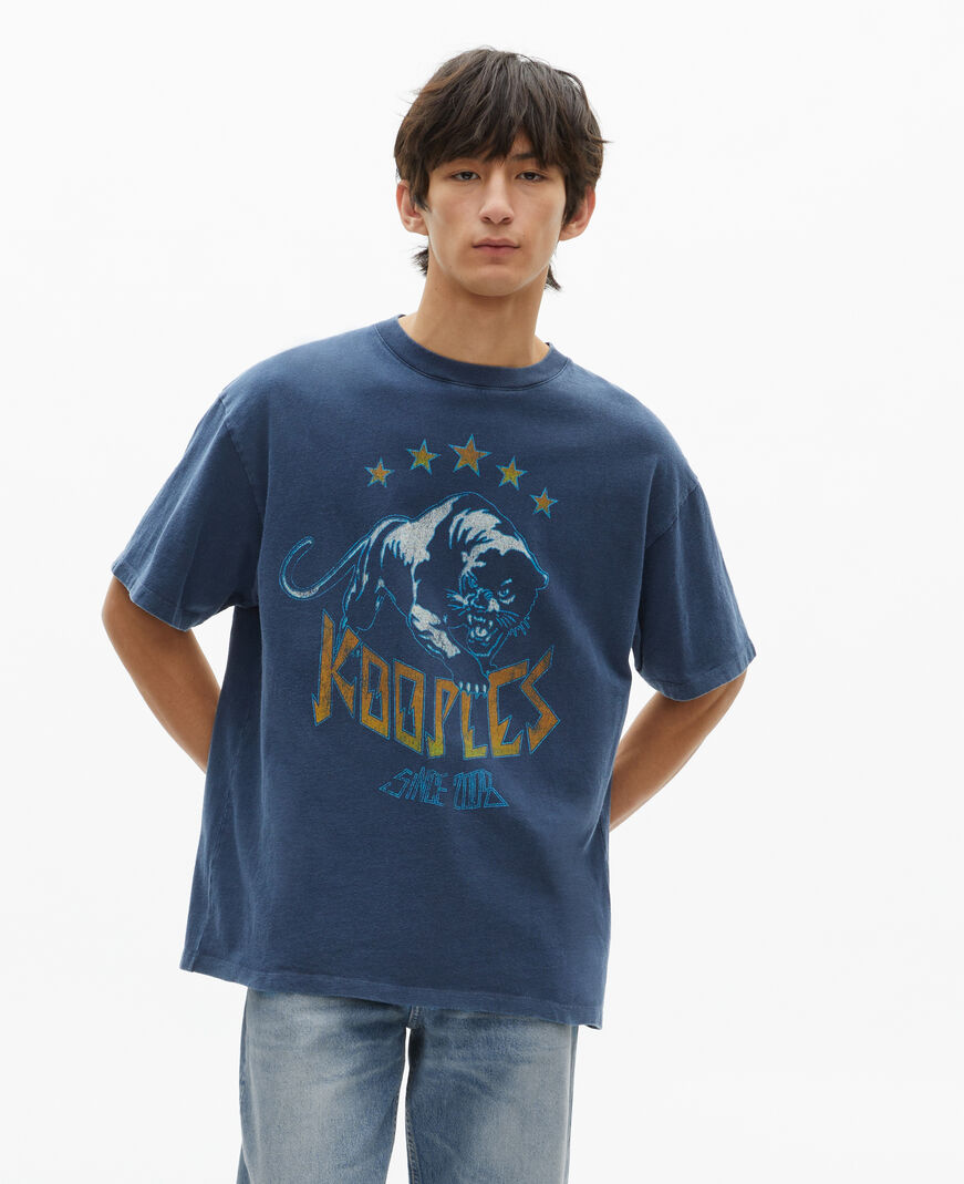 The Kooples MEN WASHED NAVY t-shirt with navy screen print