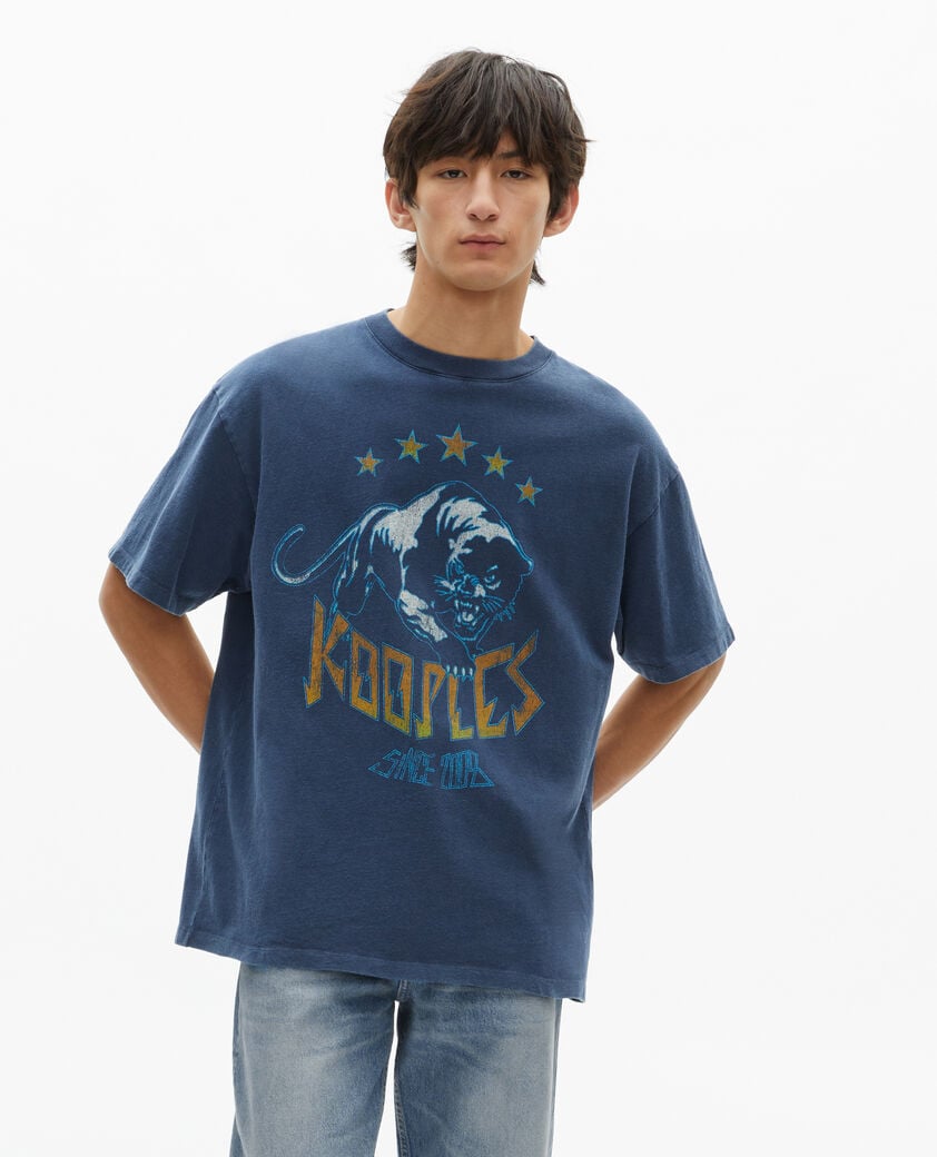The Kooples HOMME WASHED NAVY t-shirt avec sérigraphie marine