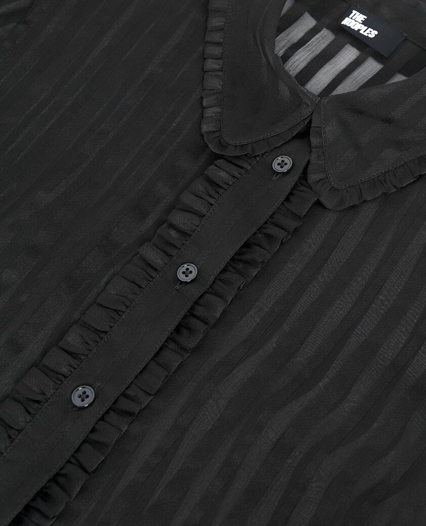 The Kooples MUJER BLACK camisa con volantes de seda negra