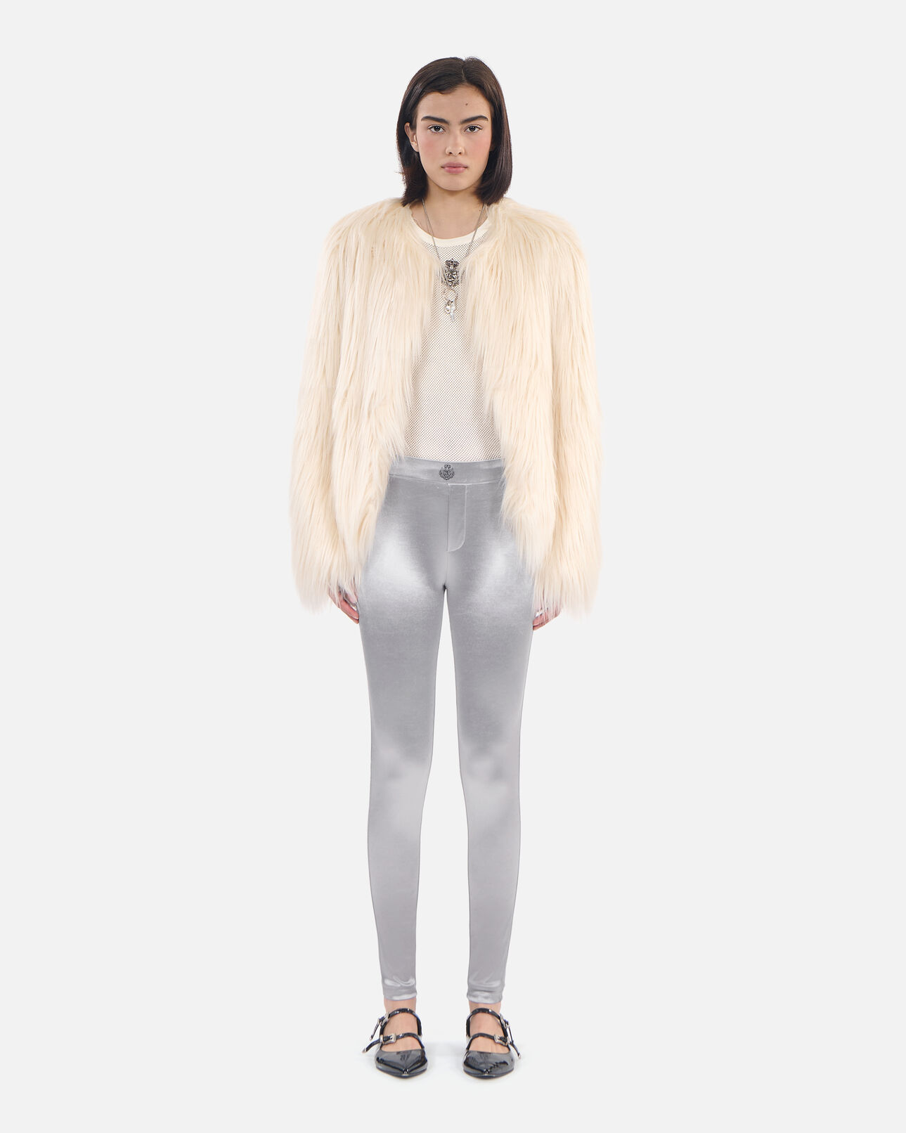 The Kooples FEMME SILVER legging satiné argenté