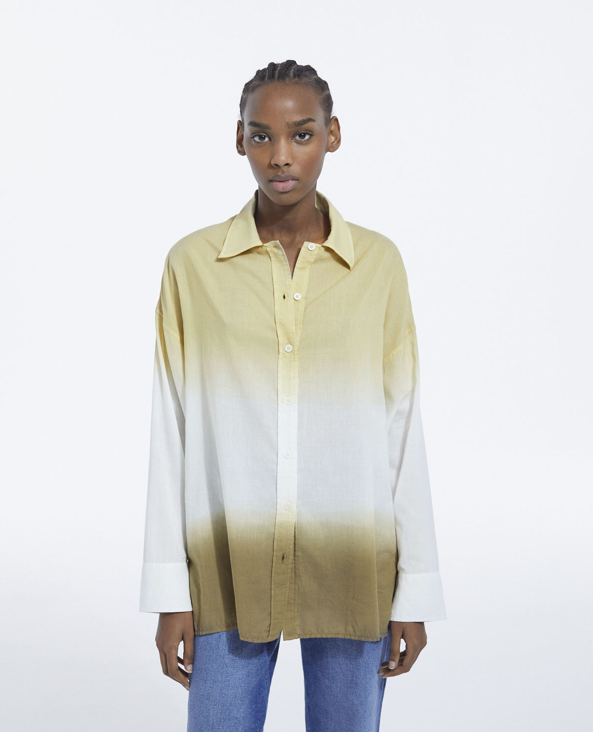 Baumwollhemd mit Tie - Dye-Effekt in Khaki, KAKI, hi-res image number null