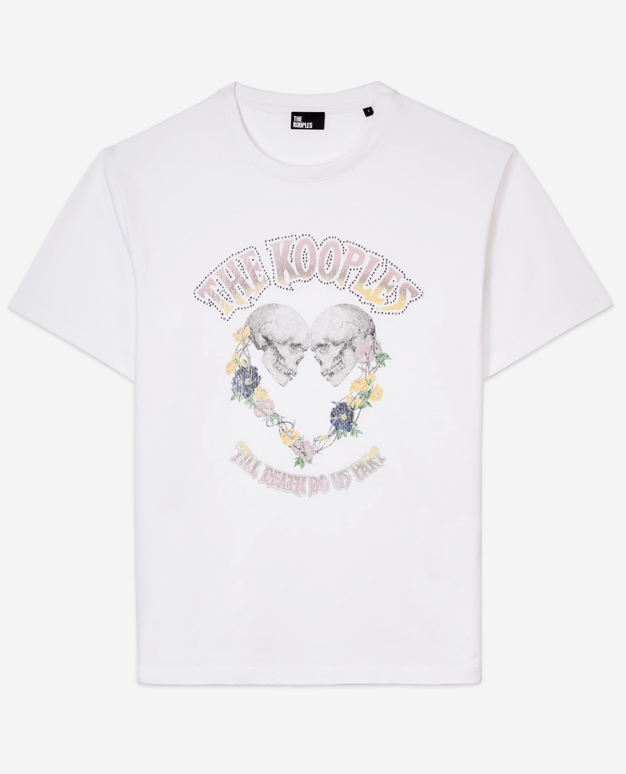 T-shirt blanc avec sérigraphie Skull heart, WHITE, hi-res image number null