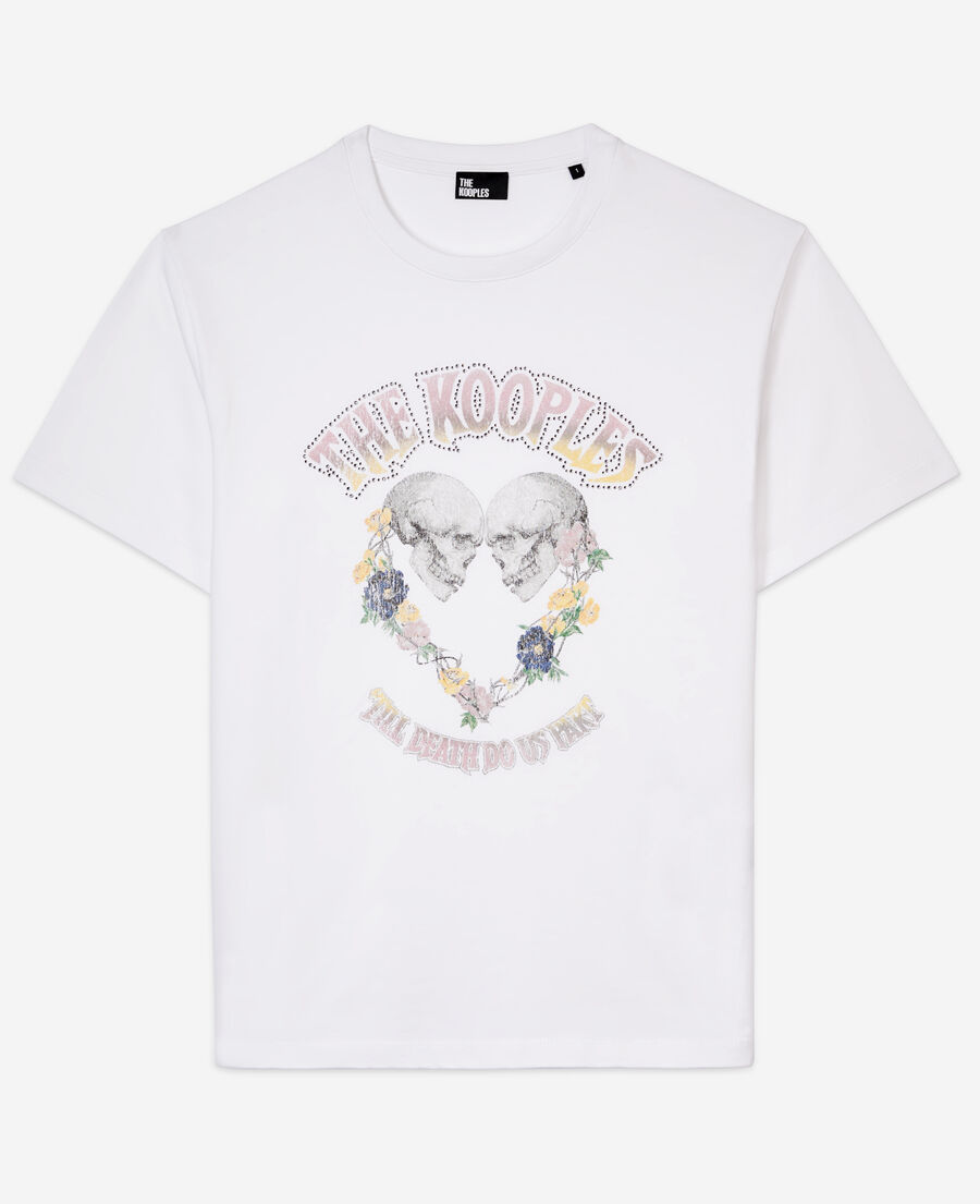 t-shirt blanc avec sérigraphie skull heart