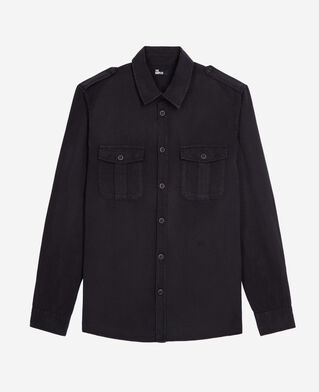 The Kooples HERREN BLACK schwarzes hemd aus lyocell und leinen