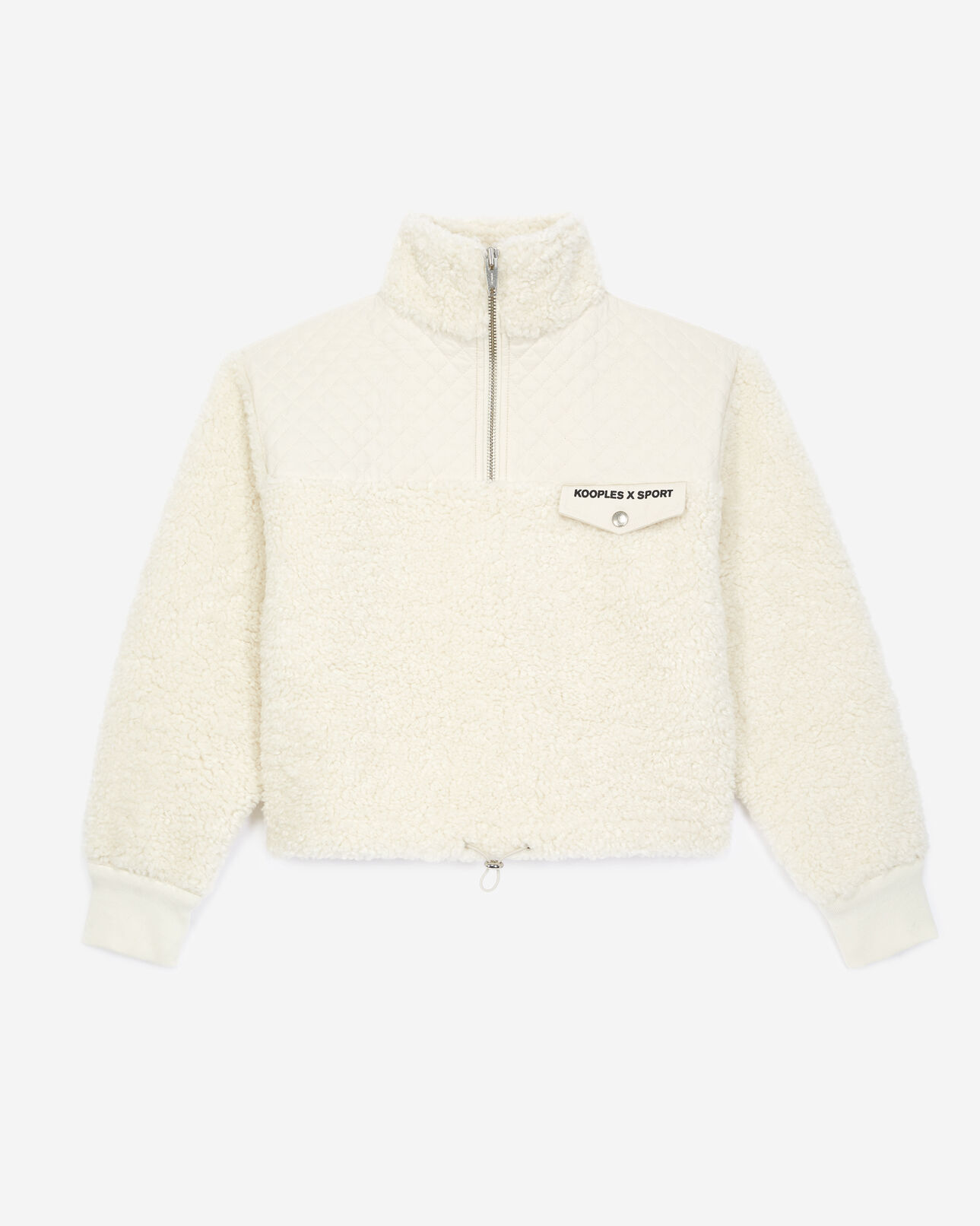 The Kooples FEMME ECRU sweat écru façon mouton détail contrasté