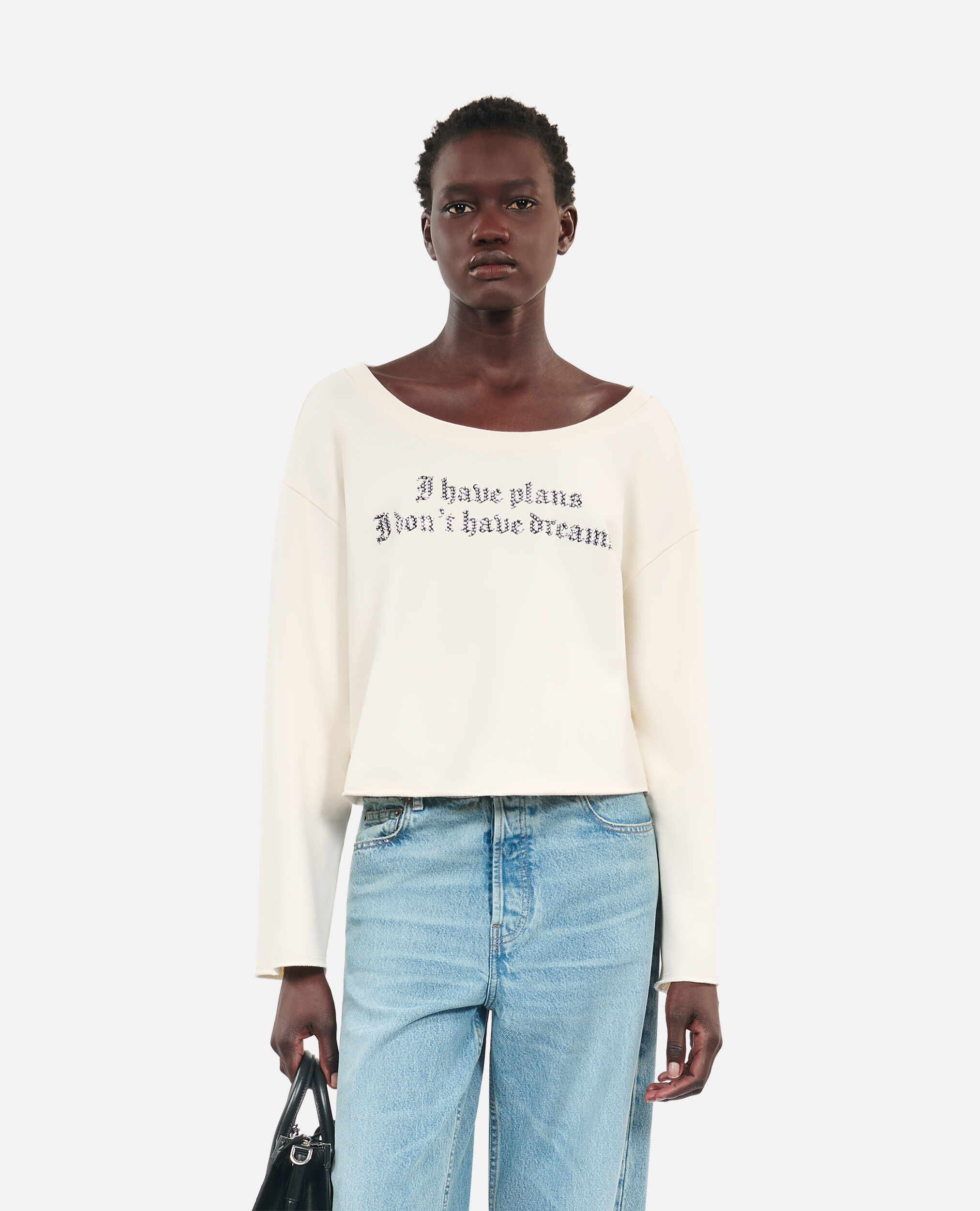 Ecru I have plans serigraphy sweatshirt, ECRU, hi-res image number null