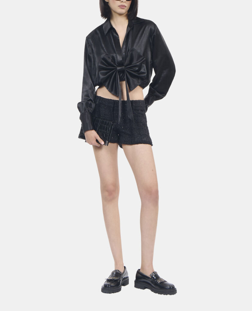 The Kooples DAMEN BLACK schwarzes top mit schleife