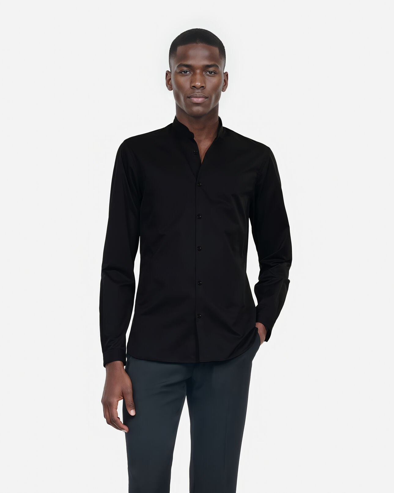 The Kooples HERREN BLACK schwarzes hemd aus smart-twill