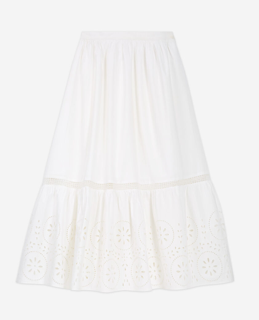 The Kooples WOMEN WHITE long openwork white lace skirt