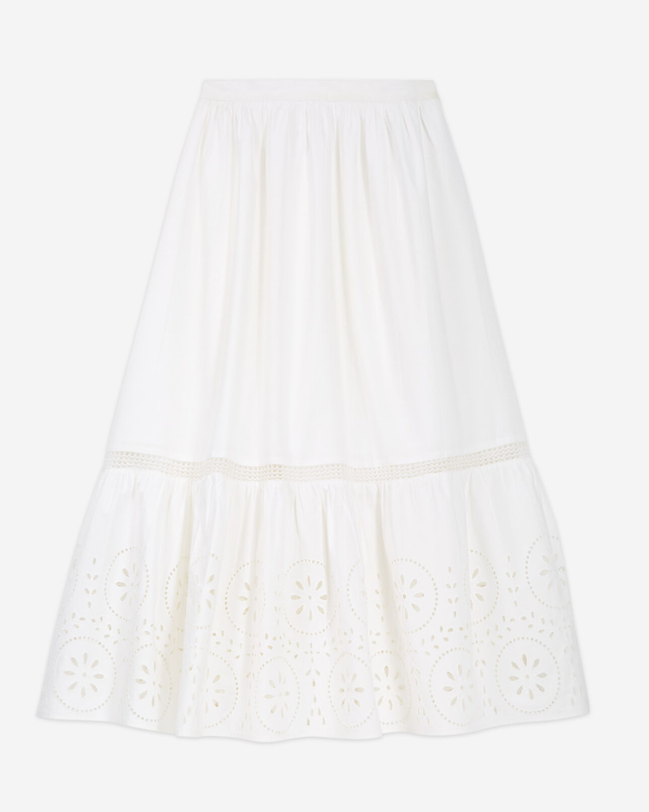 The Kooples F WHITE long openwork white lace skirt