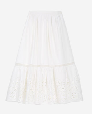 The Kooples WOMEN WHITE long openwork white lace skirt