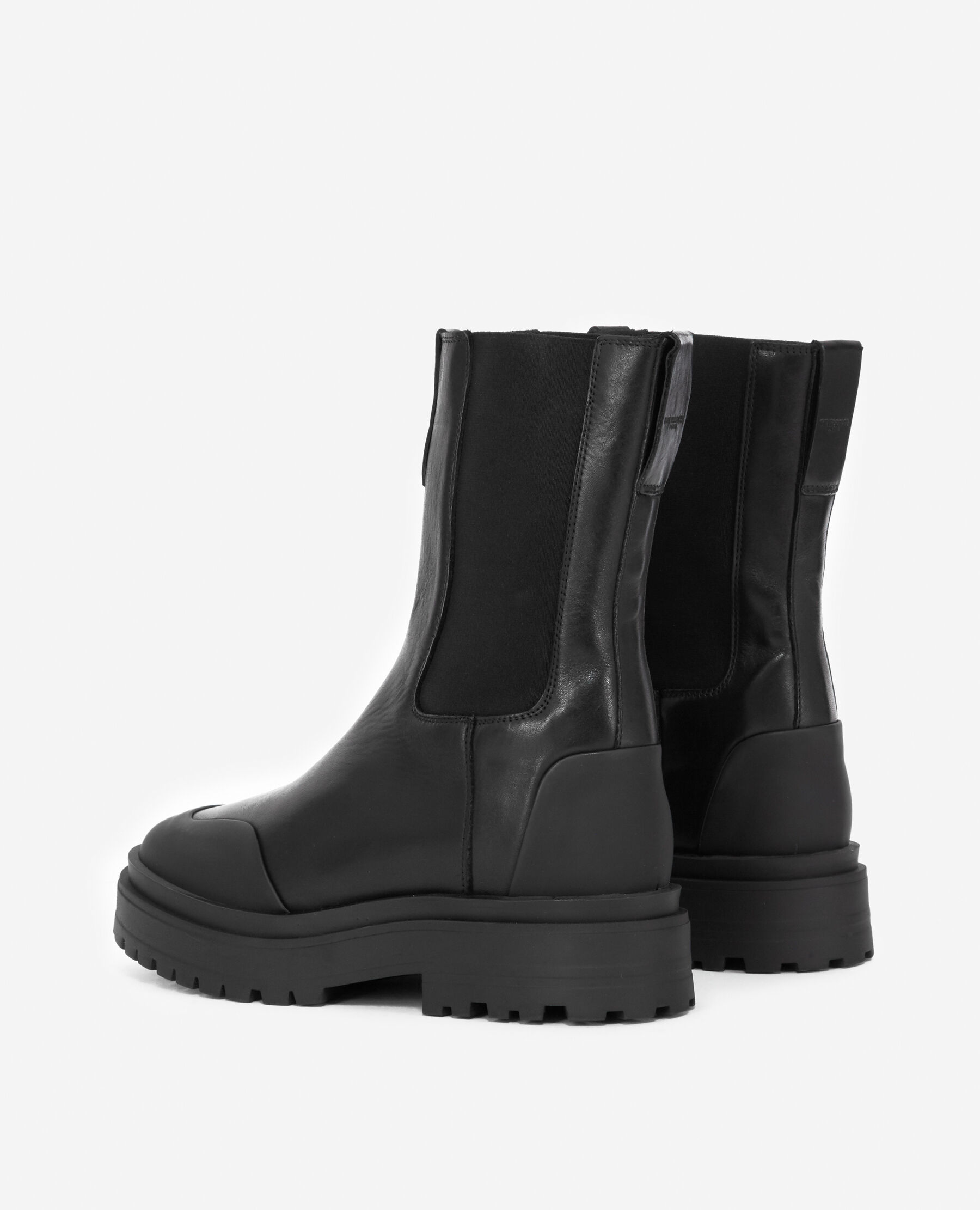 Smooth black leather Chelsea boots with logo The Kooples US