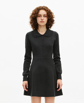 The Kooples FEMME BLACK robe courte en maille noire