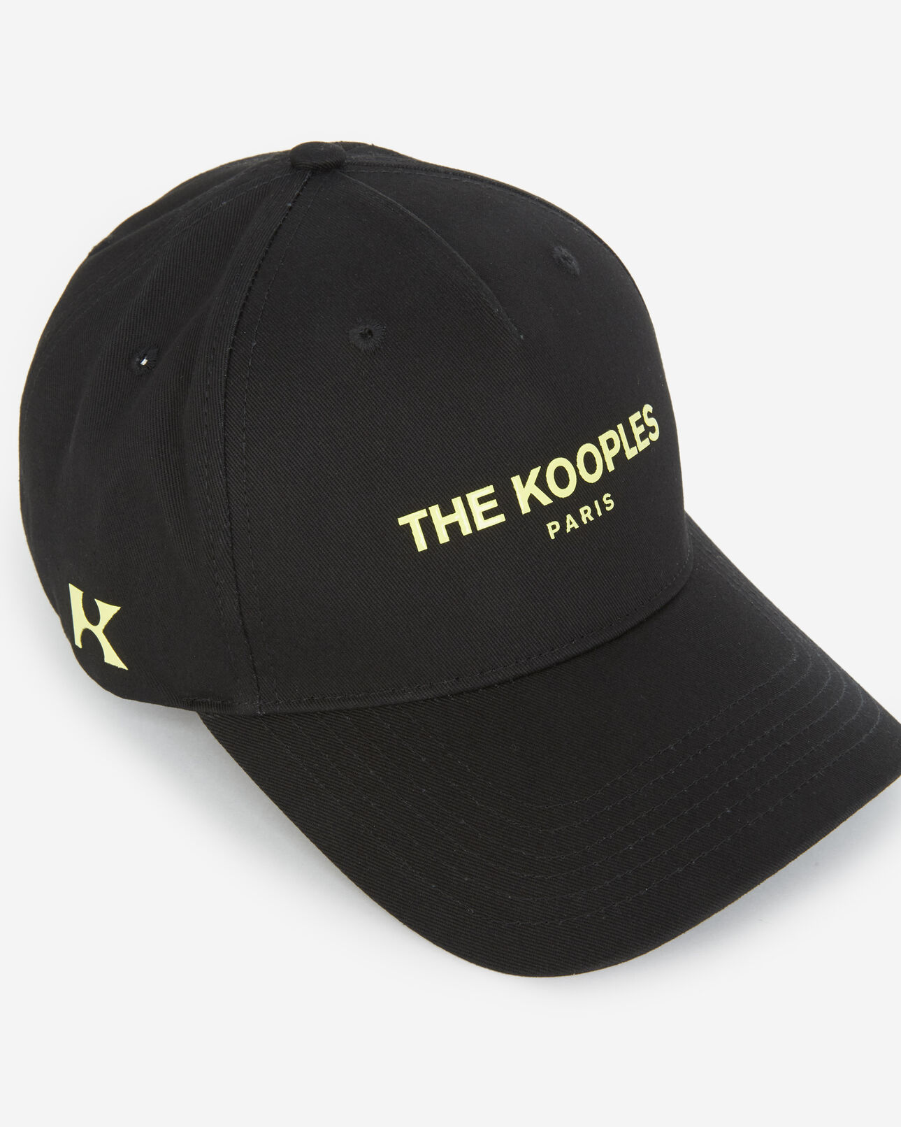 The Kooples MEN BLACK / YELLOW black cap in cotton with fluorescent logo