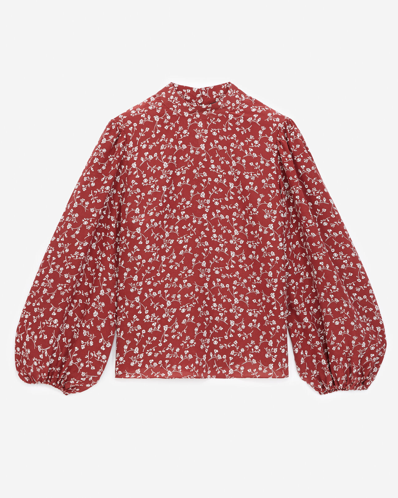 The Kooples WOMEN BURGUNDY flowing burgundy top with print and high neck