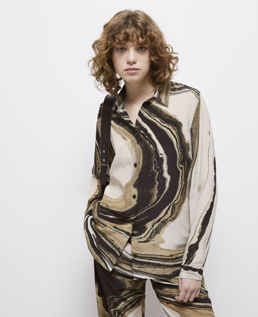 camisa seda estampada