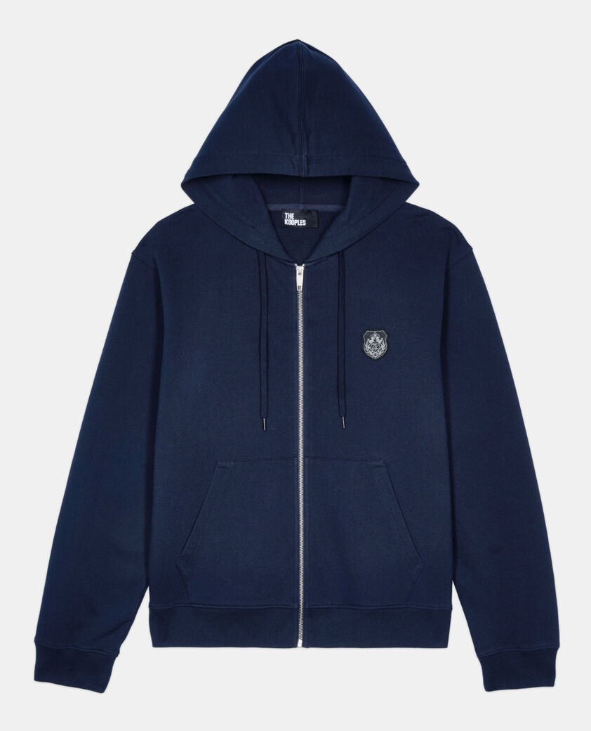 The Kooples HERREN DARK BLUE blaues kapuzensweatshirt mit wappen