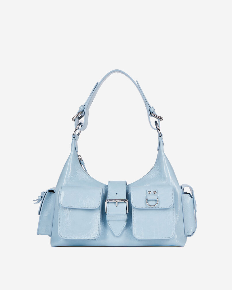 The Kooples FEMME LIGHT BLUE sac amelia en cuir bleu clair