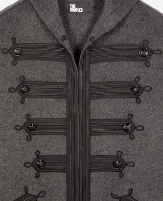 The Kooples F PETROL GREY long gray wool hooded pea coat