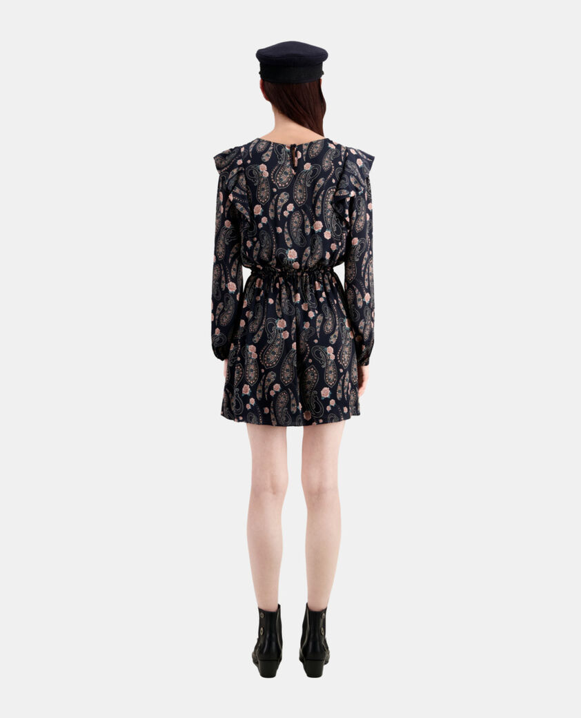 The Kooples FEMME BLACK / PINK robe courte imprimée avec volants