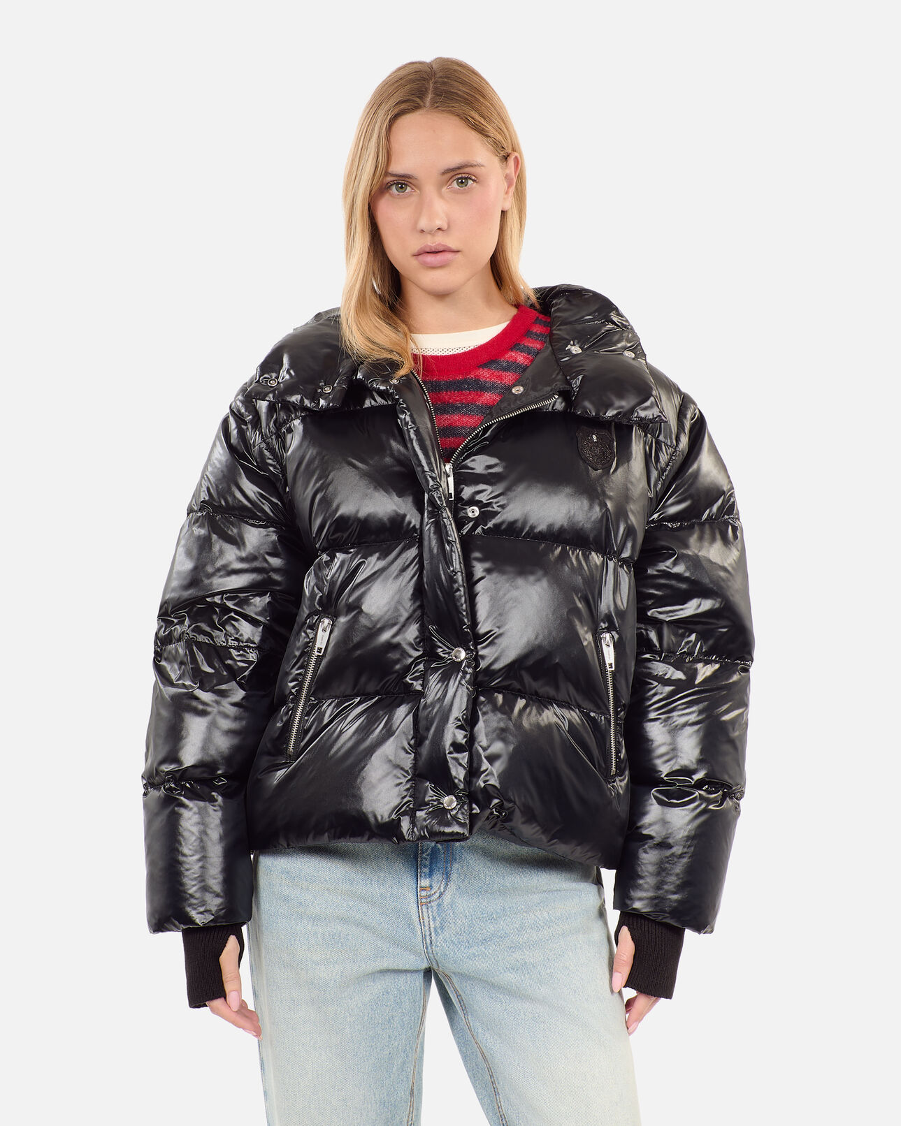 The Kooples F BLACK black down jacket with detachable sleeves