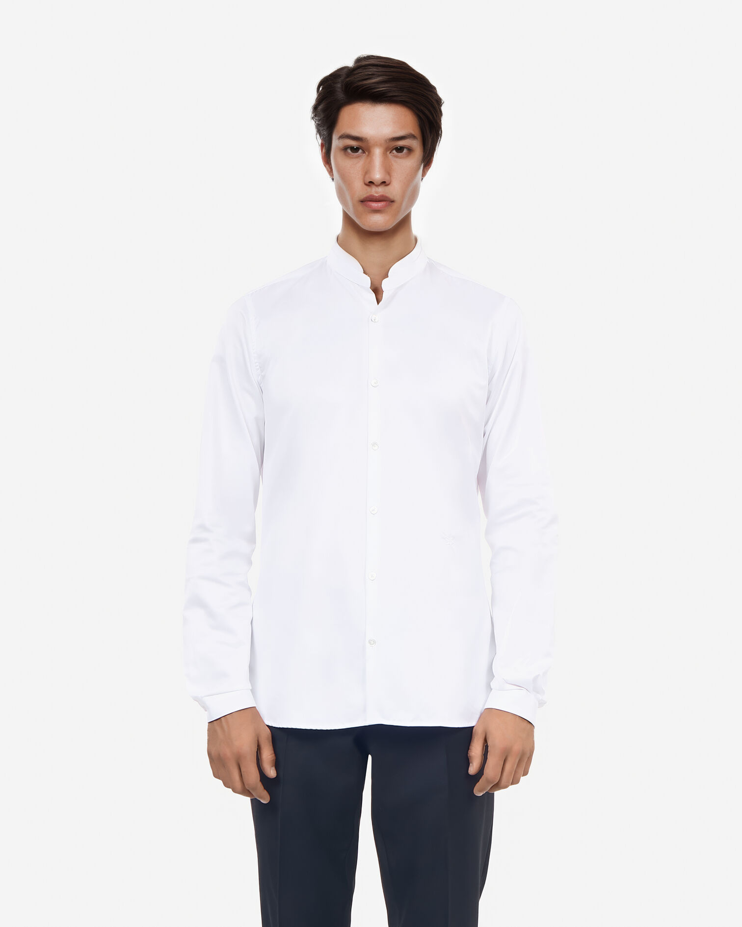 White shirt with officer collar, WHITE, hi-res image number null