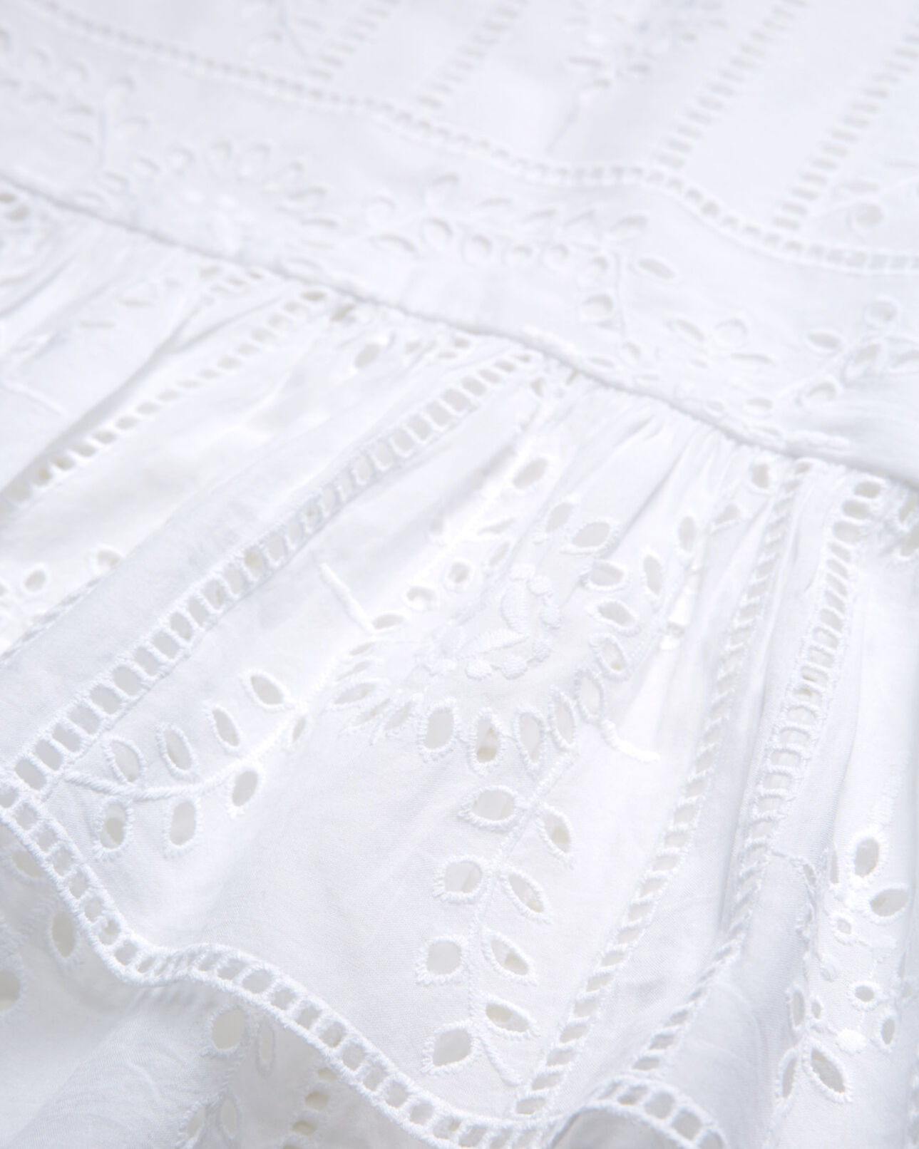 The Kooples FEMME WHITE jupe habillée blanche courte coton brodée