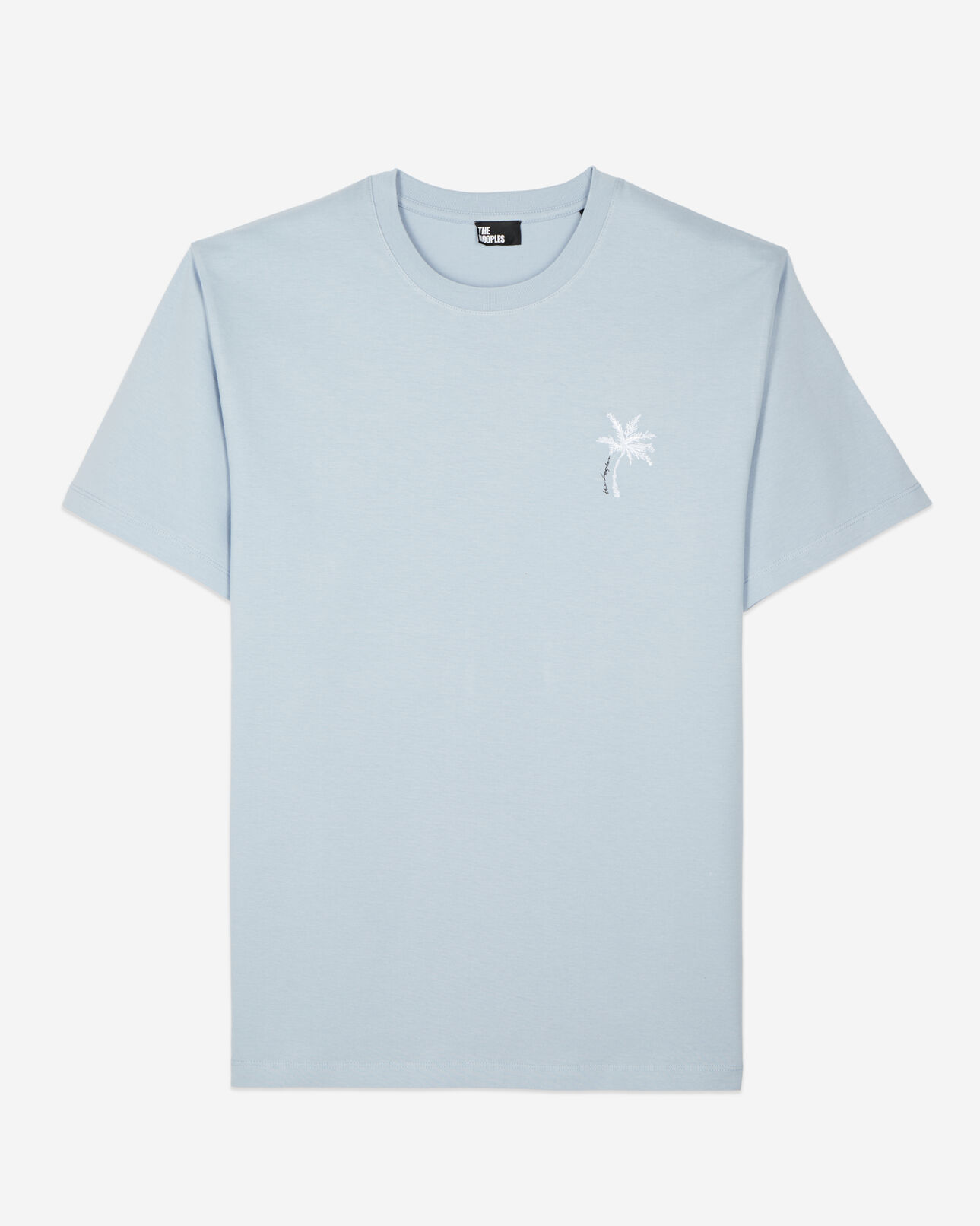 The Kooples HERREN LAVENDER himmelblaues t-shirt mit palmen-stickerei