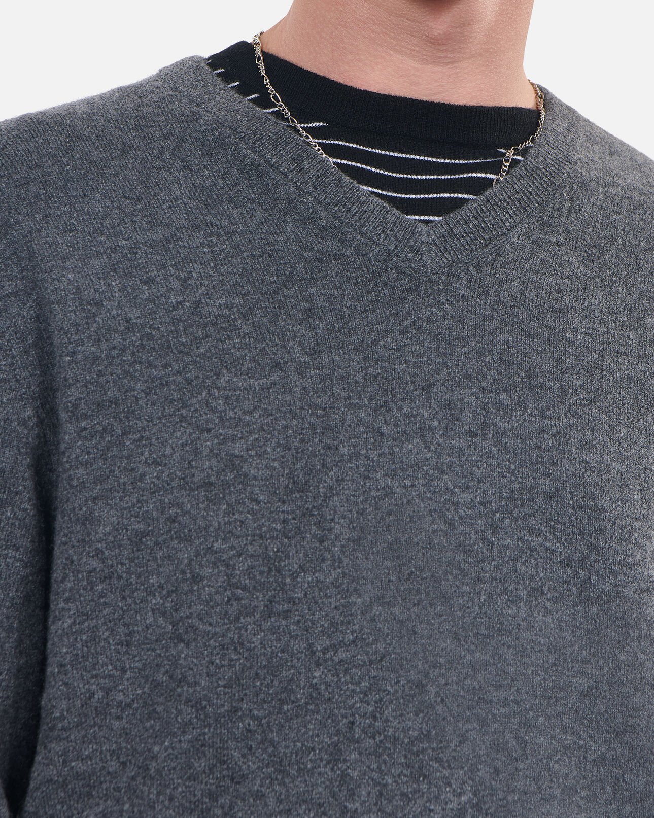 The Kooples H ANTHRACITE MELANGE grey cashmere sweater
