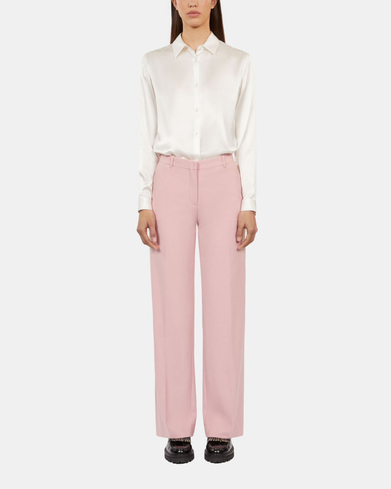 The Kooples FEMME PASTEL PINK pantalon tailleur en laine mélangée rose