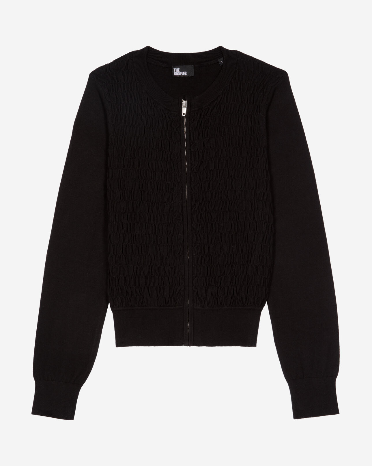 The Kooples MUJER BLACK cárdigan negro de algodón con cremallera