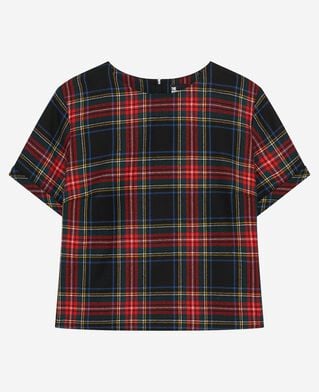 The Kooples FEMME ROUGE NOIR top en tartan rouge et noir