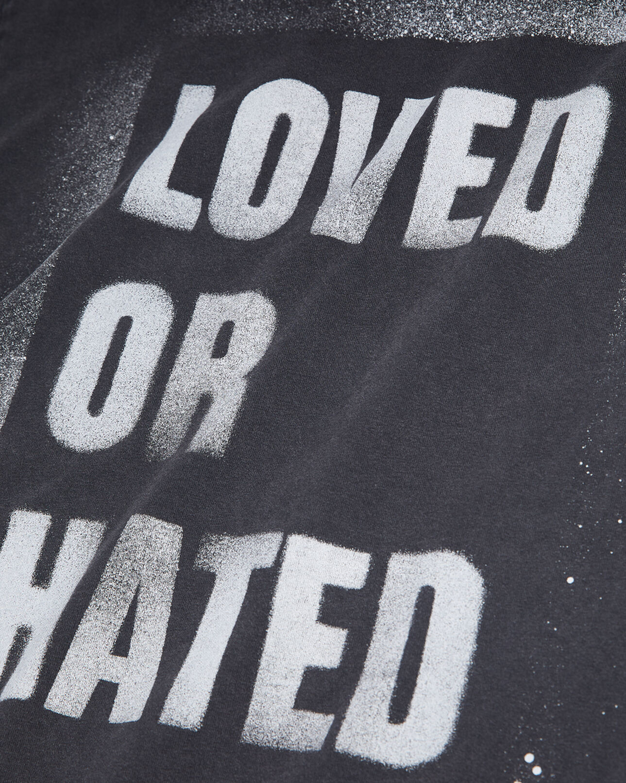 The Kooples F BLACK WASHED women's black t-shirt with loved or hated serigraphy