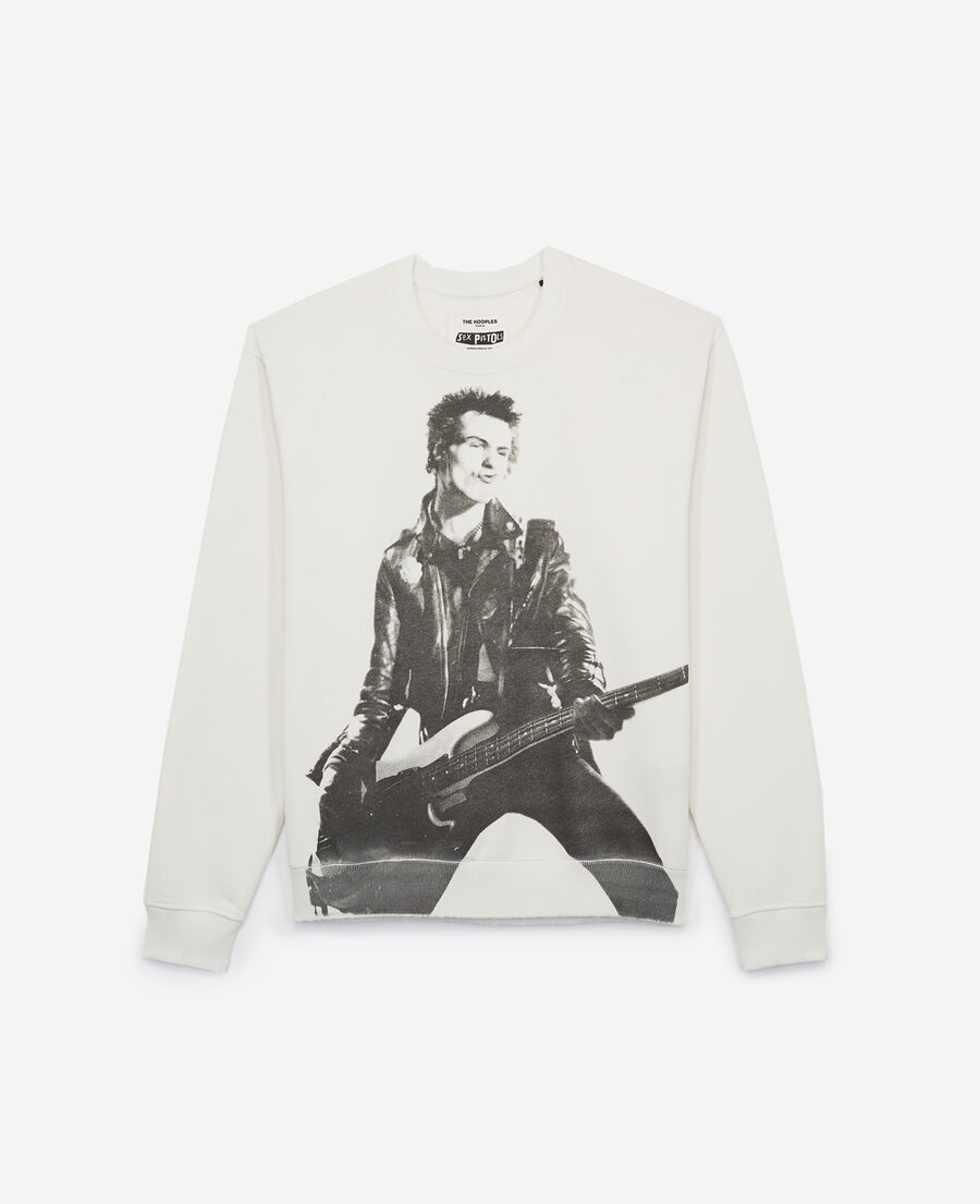 white cotton sweatshirt with sex pistols screen print