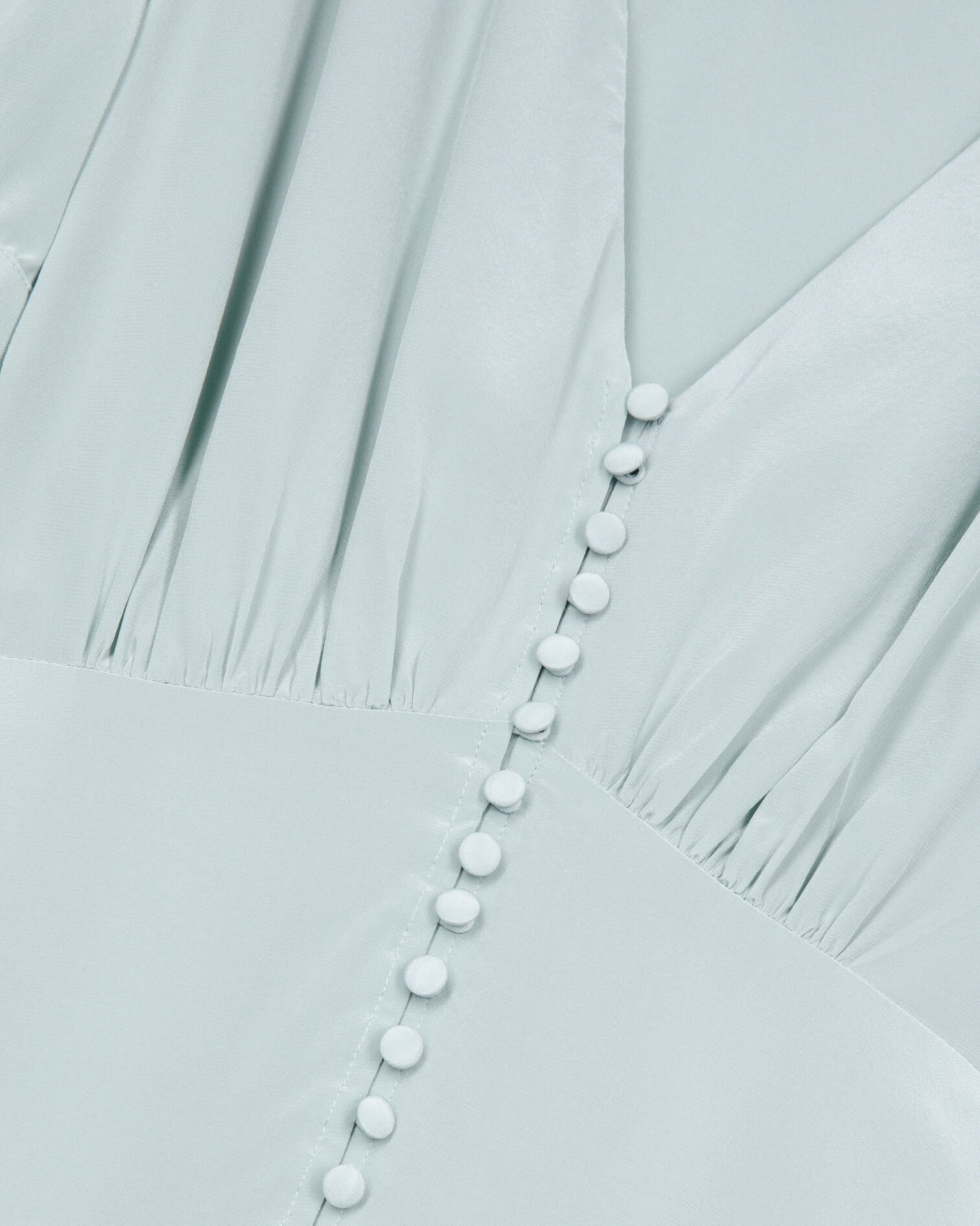 Robe longue avec boutonnage en soie bleue, BLUE/GREEN, hi-res image number null