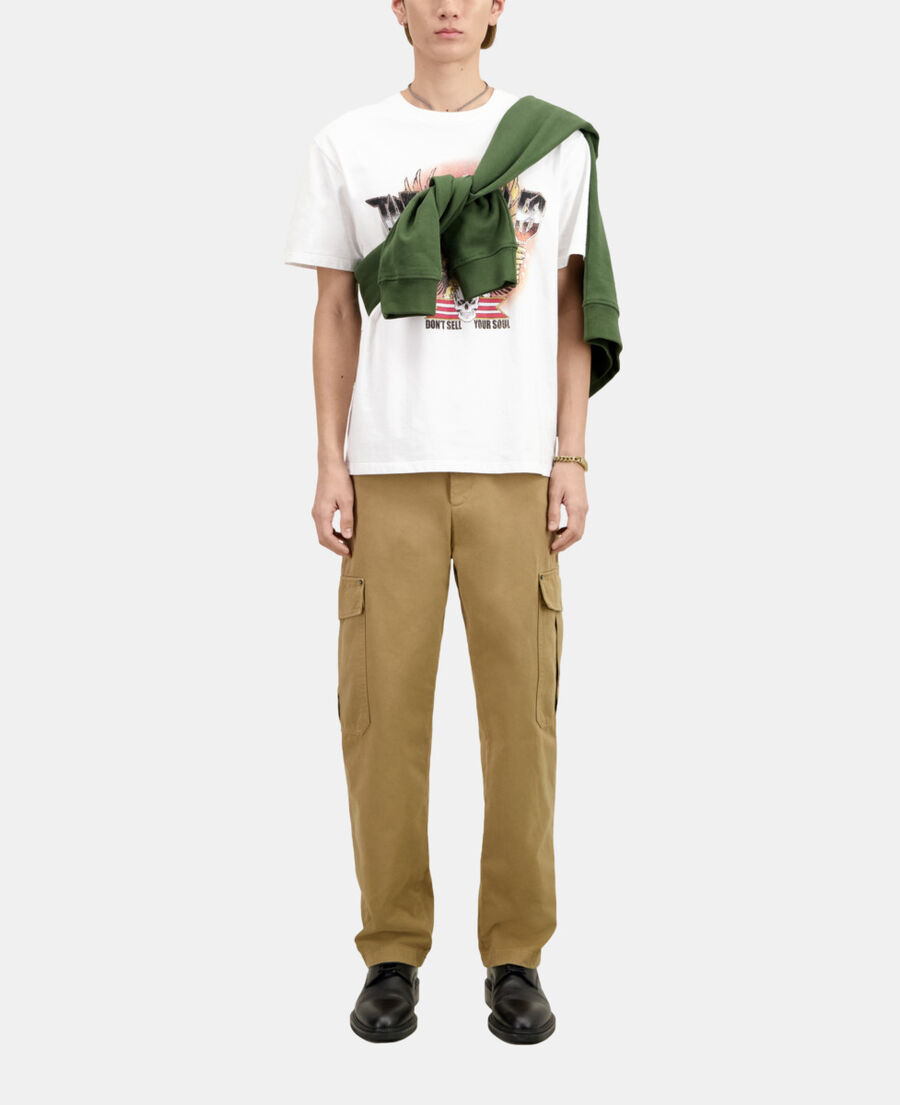 The Kooples HOMME BEIGE pantalon cargo en coton beige