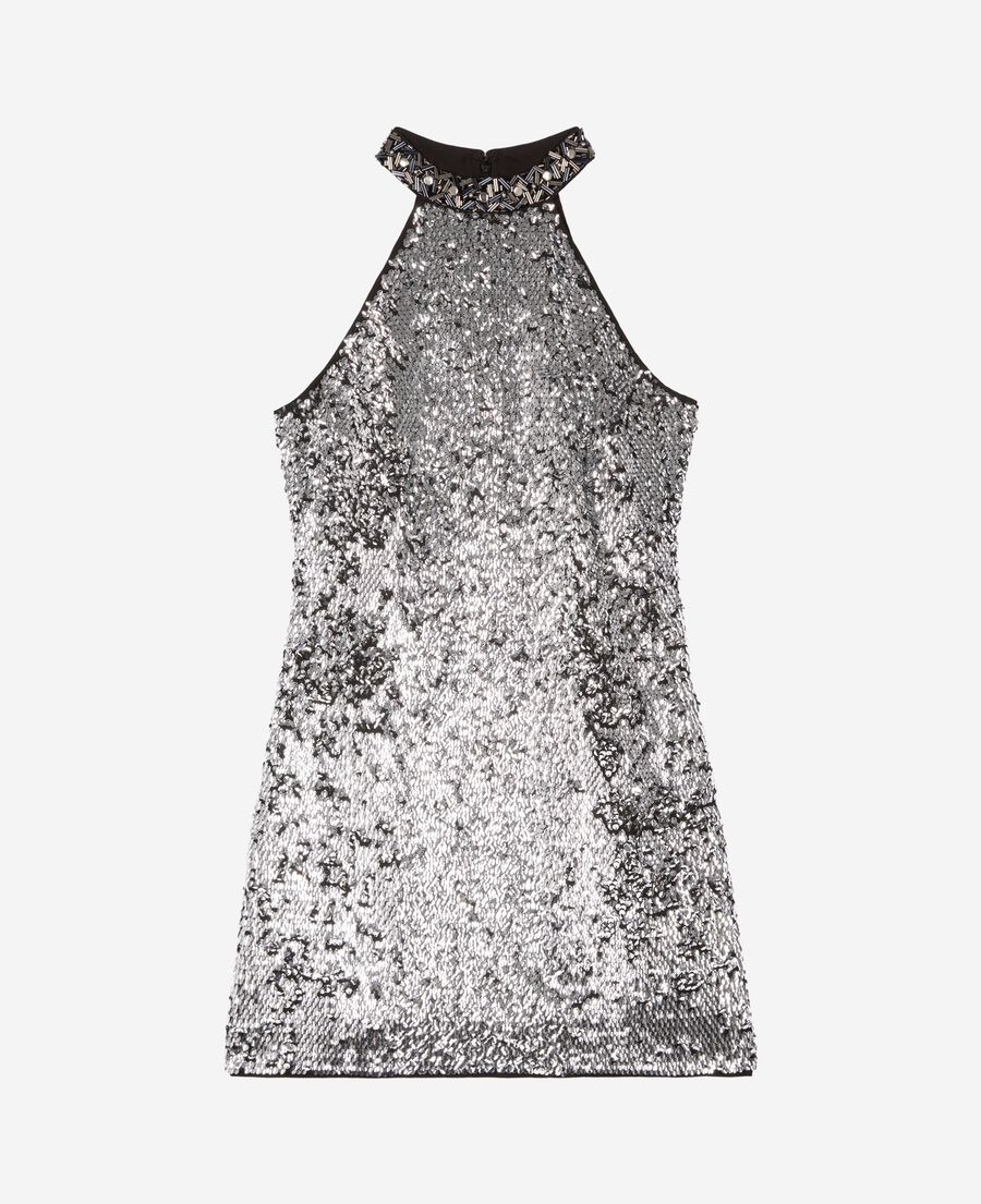 The Kooples F SILVER short dress in silver sequins