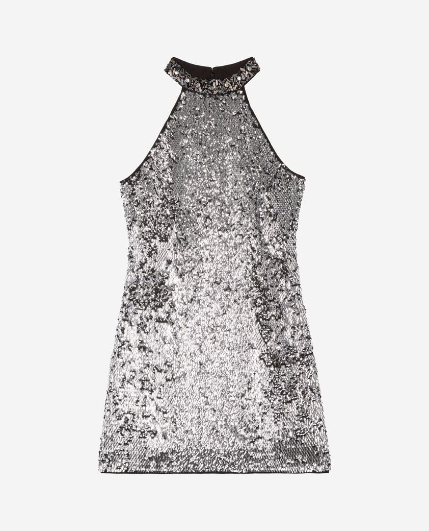 The Kooples F SILVER short dress in silver sequins