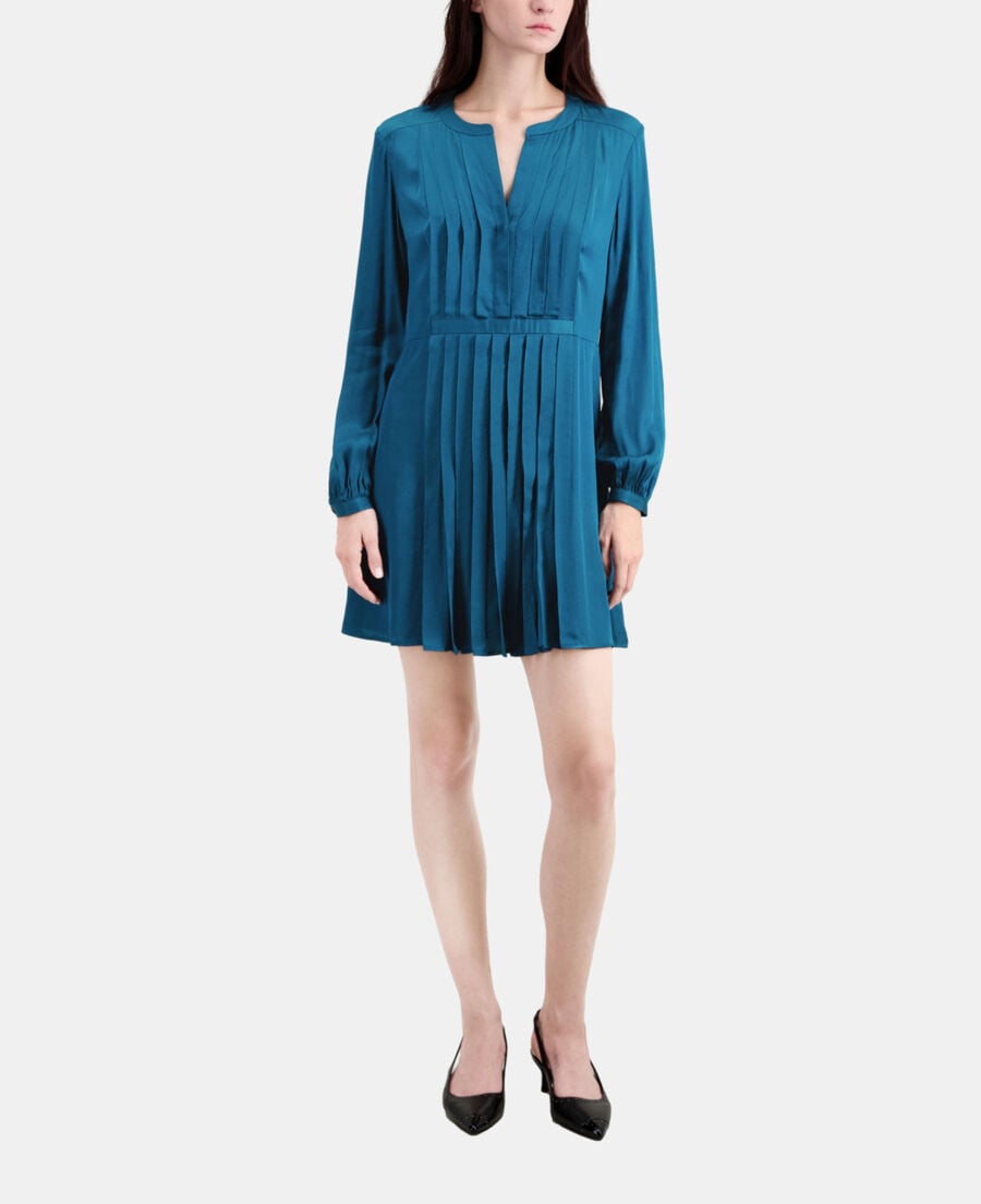 The Kooples FEMME MEDIUM BLUE robe courte bleue avec plissage