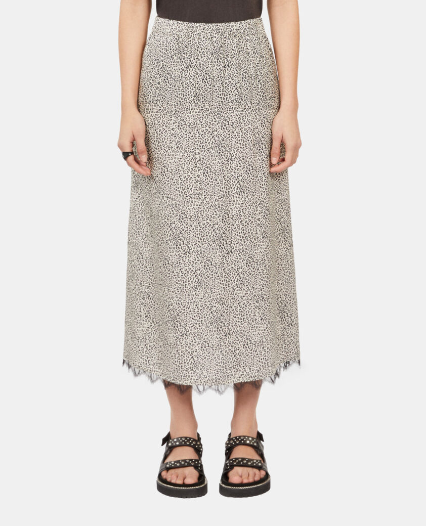 The Kooples WOMEN BLACK WHITE long printed skirt